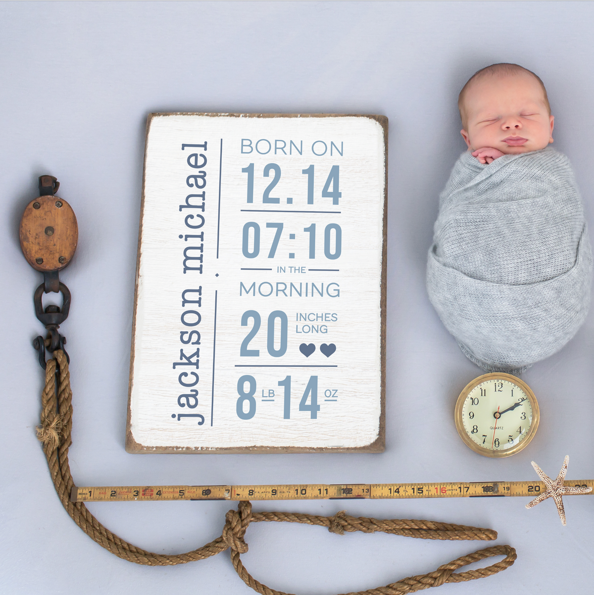 Personalized Birth Announcement Rustic Wood Sign