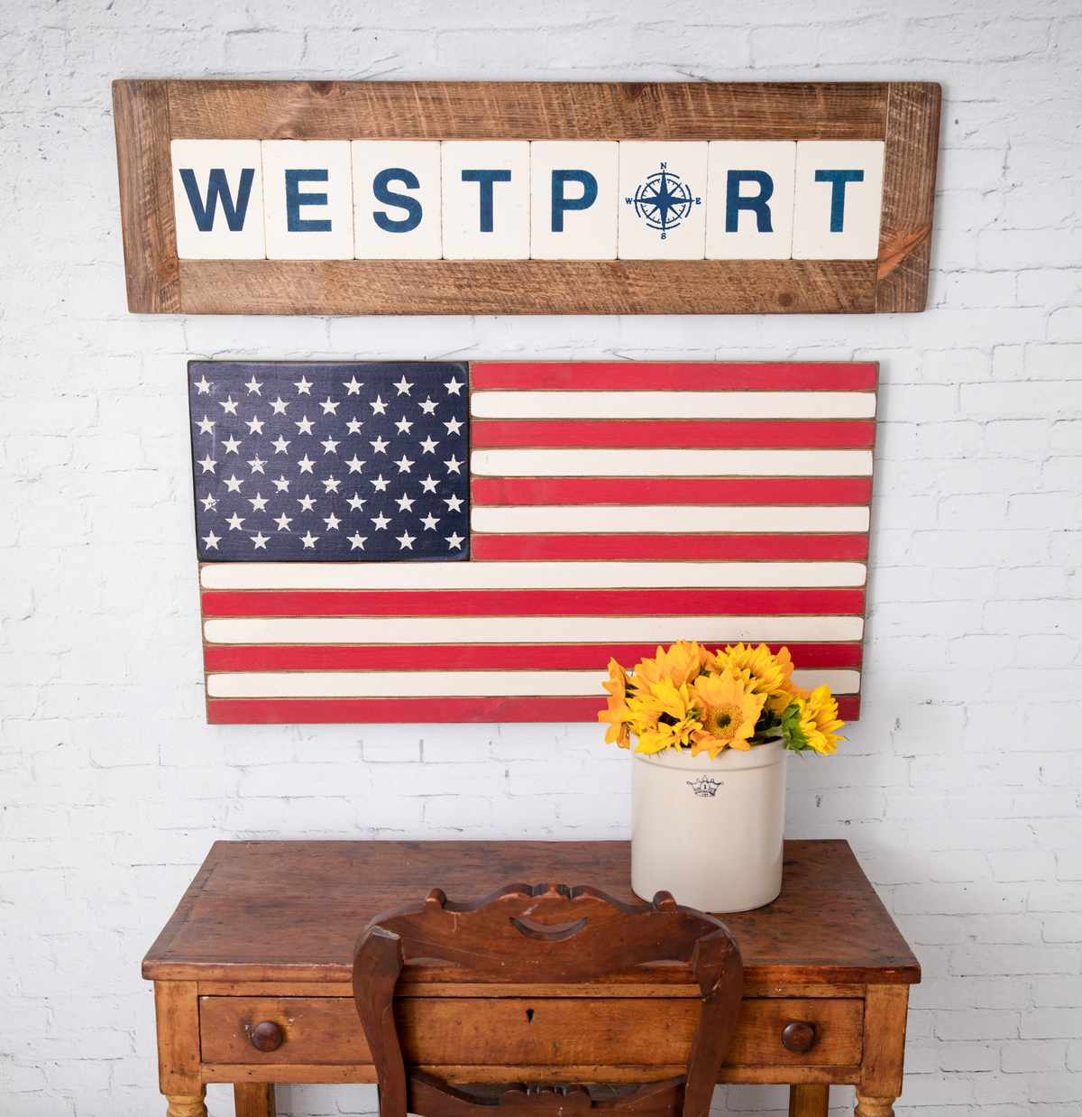 POS Classic Wooden American Flag