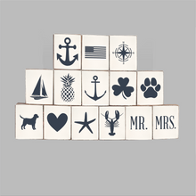 Load image into Gallery viewer, Navy Symbols Decorative Wooden Block
