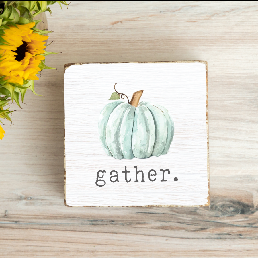 Gather Pumpkin Decorative Wooden Block