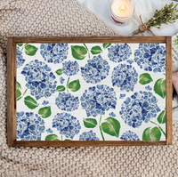 Scattered Hydrangeas Wooden Serving Tray