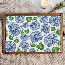 Load image into Gallery viewer, Scattered Hydrangeas Wooden Serving Tray
