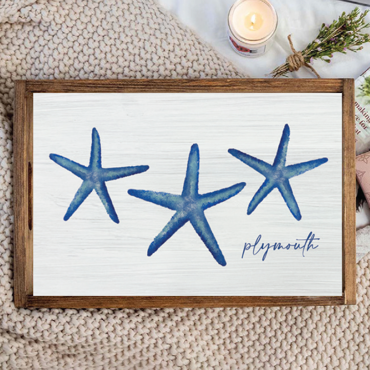 Personalized Starfish Wooden Serving Tray