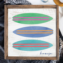 Load image into Gallery viewer, Personalized Stacked Surfboard Wooden Serving Tray
