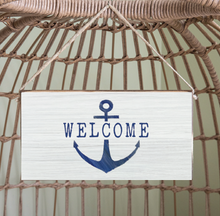 Load image into Gallery viewer, Welcome Modern Anchor Twine Hanging Sign
