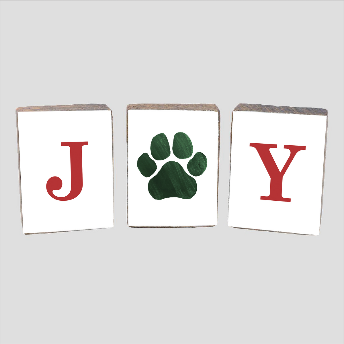 Joy Paw Print Decorative Wooden Block Bundle