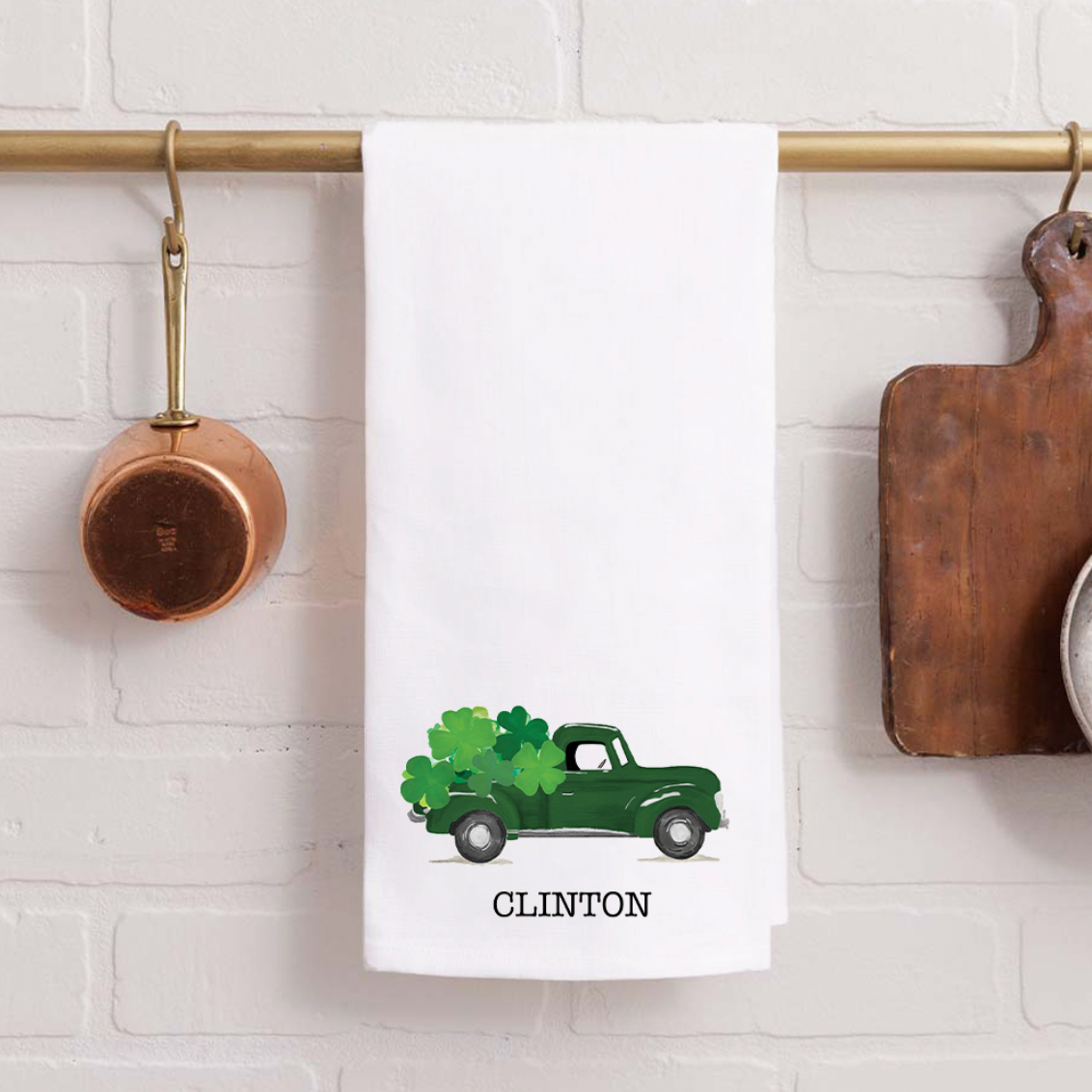 Personalized Shamrock Truck Tea Towel