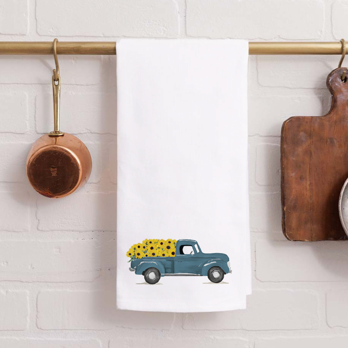 Sunflower Truck Tea Towel