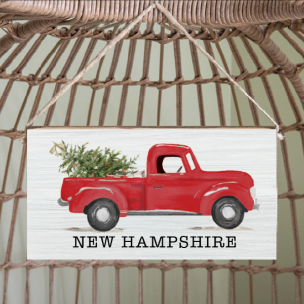 Personalized Christmas Tree Truck Twine Hanging Sign