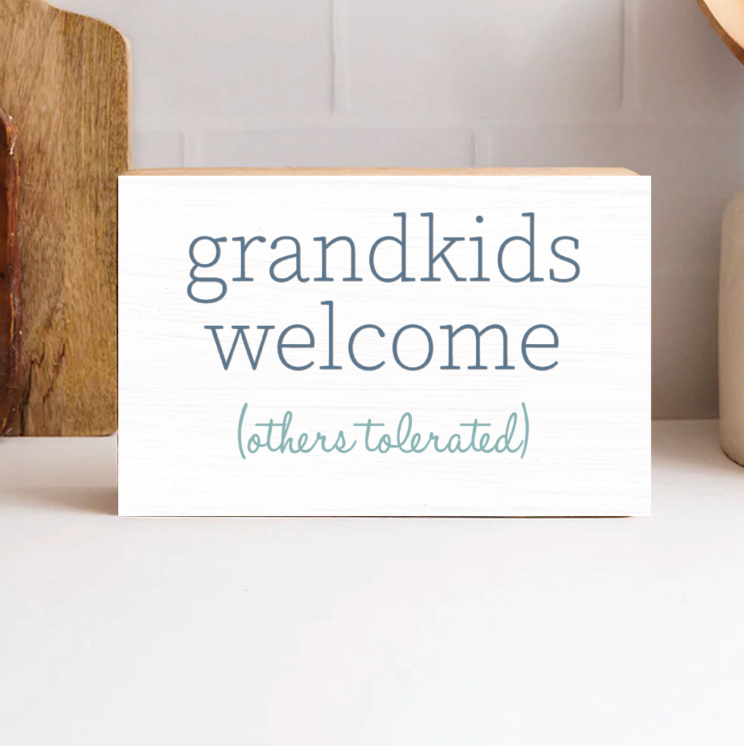 Grandkids Welcome Decorative Wooden Block