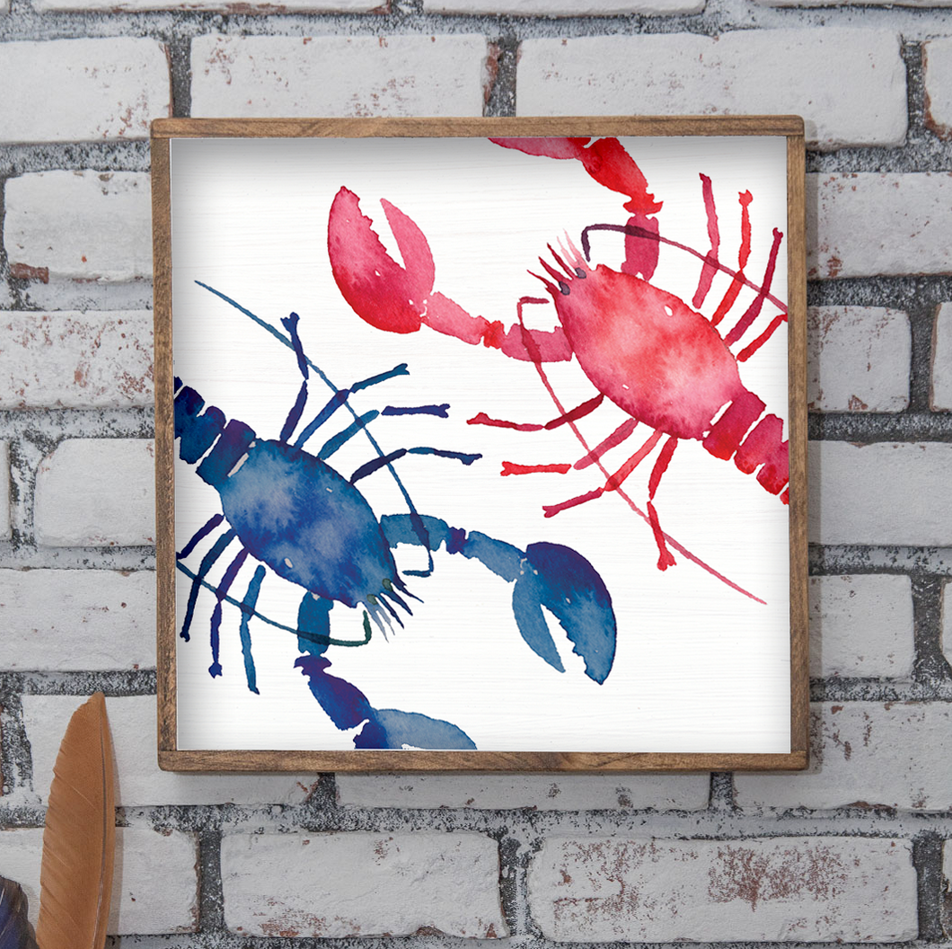 Dual Lobsters 24” x 24” Wall Art