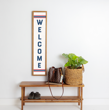 Load image into Gallery viewer, Welcome Patriotic Stripes Framed Barn Wood Sign
