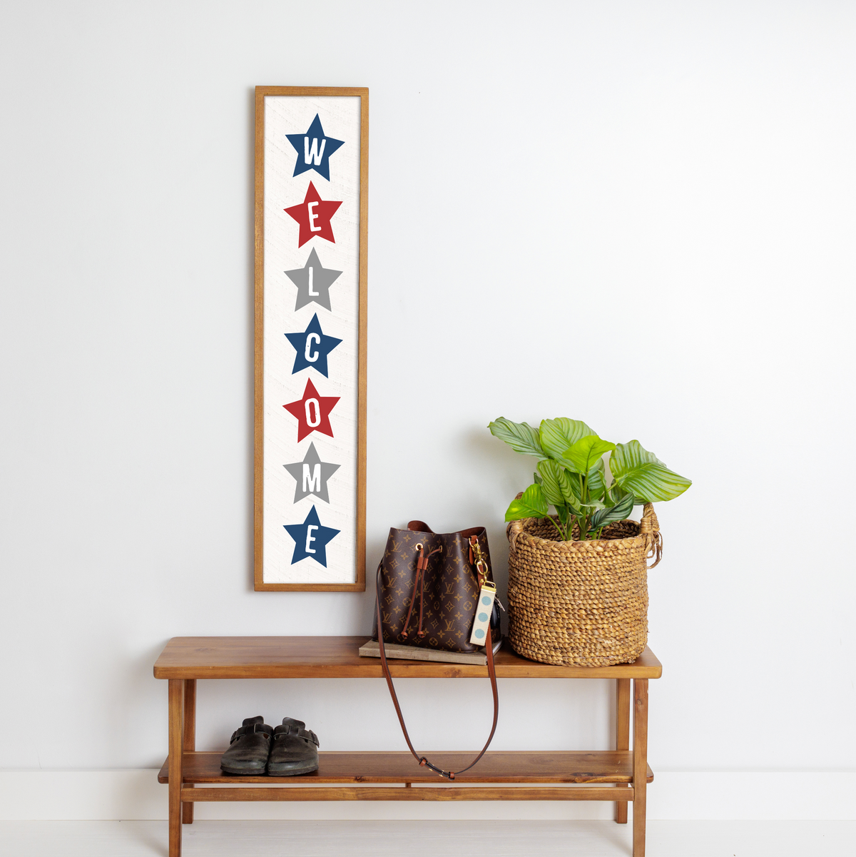 Welcome Stars Framed Barn Wood Sign