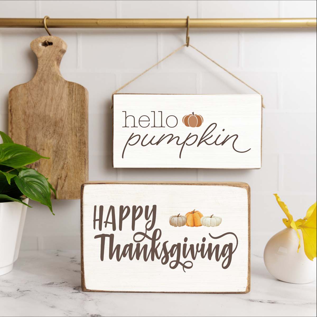 Happy Thanksgiving Decorative Wooden Block