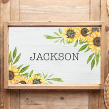Load image into Gallery viewer, Personalized Sunflowers Wooden Serving Tray
