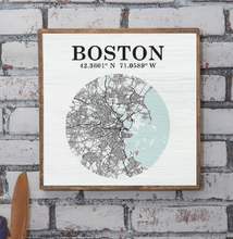 Load image into Gallery viewer, City Map &amp; Coordinates 24” x 24” Wall Art
