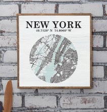 Load image into Gallery viewer, City Map &amp; Coordinates 24” x 24” Wall Art
