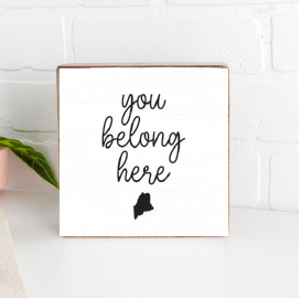 Personalized You Belong Here Decorative Wooden Block
