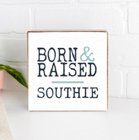 Personalized Born & Raised Decorative Wooden Block