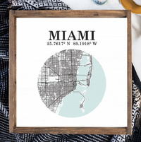 City Map & Coordinates Wooden Serving Tray