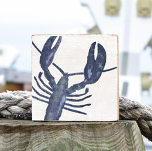 Load image into Gallery viewer, Indigo Lobster Decorative Wooden Block
