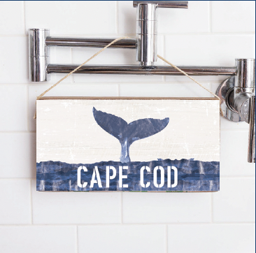 Personalized Indigo Whale Tail Twine Hanging Sign