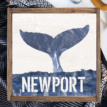 Load image into Gallery viewer, Personalized Indigo Whale Tail Wooden Serving Tray
