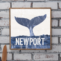 Personalized Indigo Whale Tail 24” x 24” Wall Art