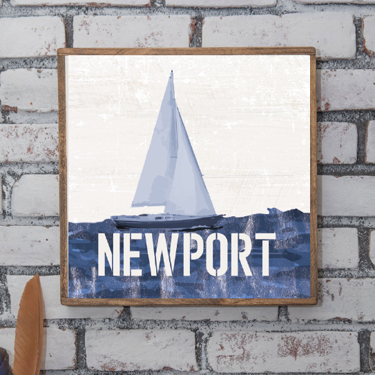 Personalized Indigo Sailboat 24” x 24” Wall Art