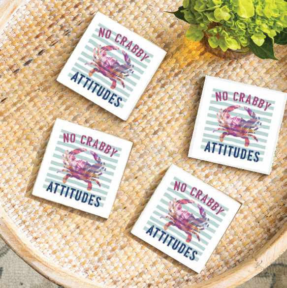 No Crabby Attitudes Coaster Set