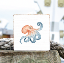 Load image into Gallery viewer, Watercolor Octopus Decorative Wooden Block
