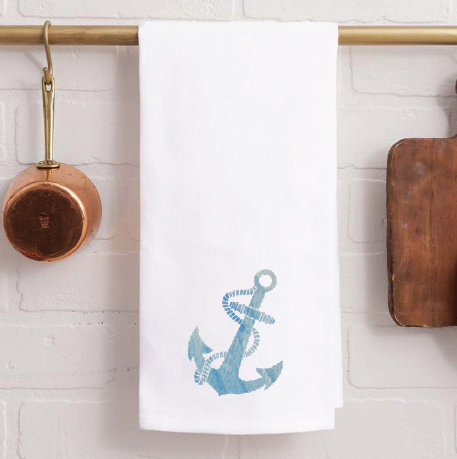 Watercolor Anchor Tea Towel