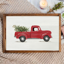 Load image into Gallery viewer, Christmas Tree Truck Wooden Serving Tray

