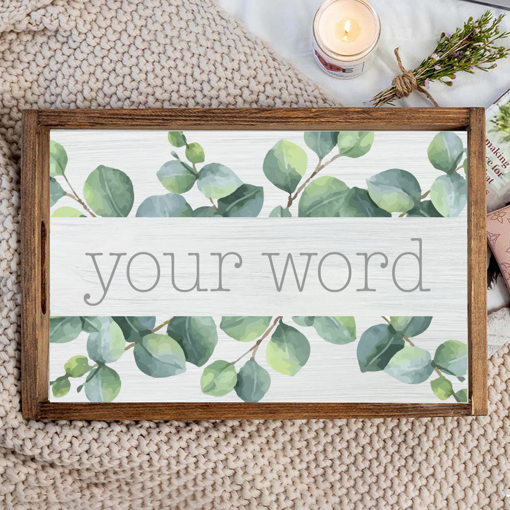 Personalized Greenery Wooden Serving Tray