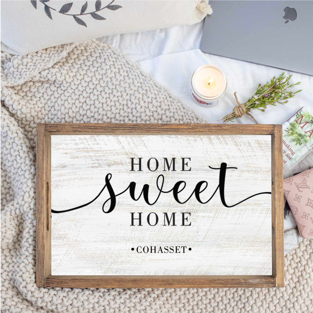 POS Personalized Home Sweet Home Wooden Serving Tray