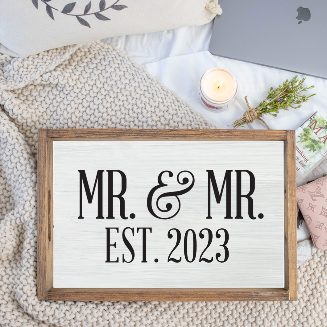 Personalized Mr. + Mr. Wooden Serving Tray