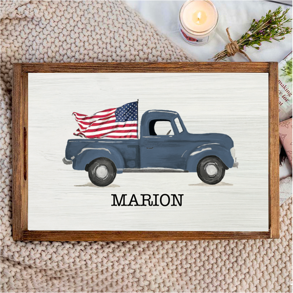American Flag Truck Personalized Serving Tray