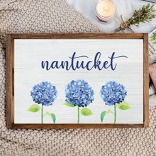 Load image into Gallery viewer, Personalized Hydrangea Wooden Serving Tray
