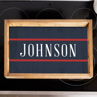 Personalized Navy/Red Stripe Wooden Serving Tray