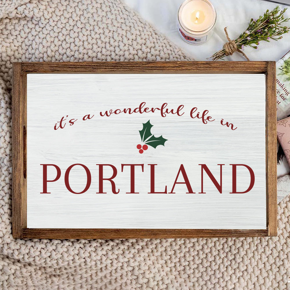 Personalized It's a Wonderful Life Wooden Serving Tray