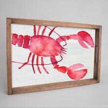 Load image into Gallery viewer, Watercolor Red Lobster Wooden Serving Tray
