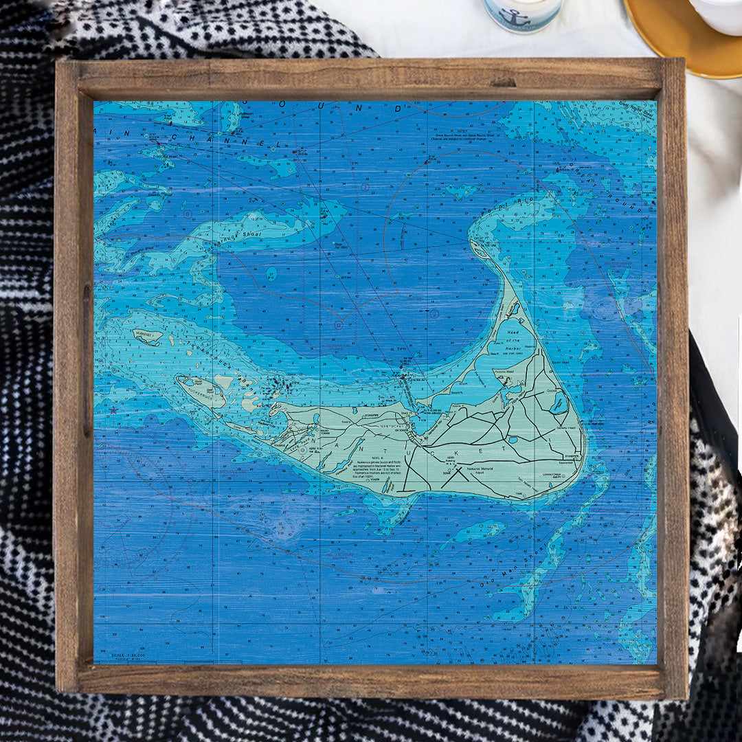 Nantucket Chart Map Wooden Serving Tray