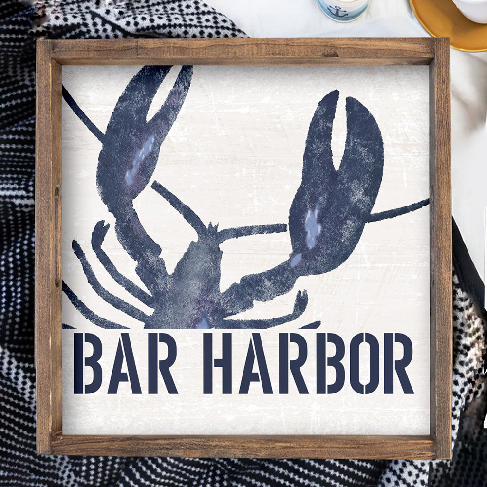 Personalized Indigo Lobster Wooden Serving Tray