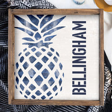 Load image into Gallery viewer, Personalized Indigo Pineapple Wooden Serving Tray

