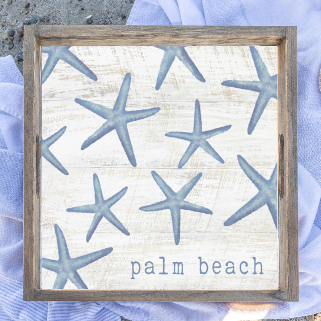 Personalized Scattered Starfish Wooden Serving Tray