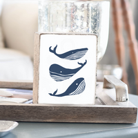 Three Whales Decorative Wooden Block