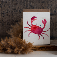 Watercolor Crab Decorative Wooden Block