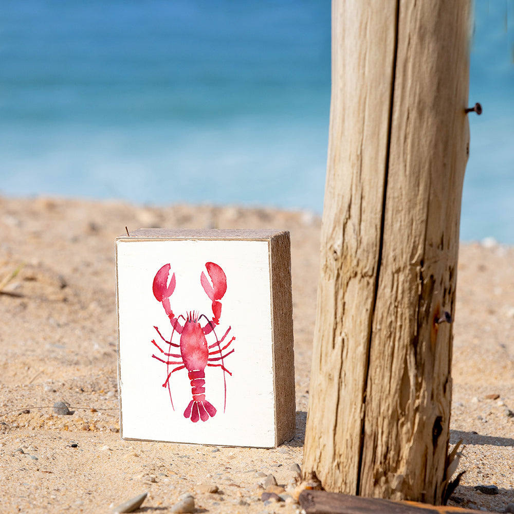 Watercolor Lobster Decorative Wooden Block