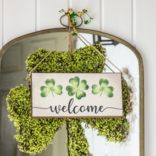 Load image into Gallery viewer, Welcome Shamrocks Twine Hanging Sign
